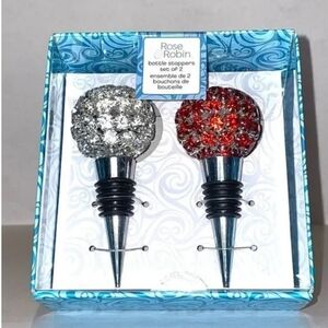 Silver and Red Bottle Stoppers Set